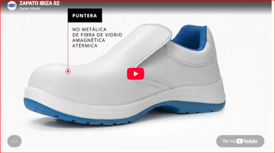 Sapato de segurança branco com sola azul e biqueira de fibra de vidro
