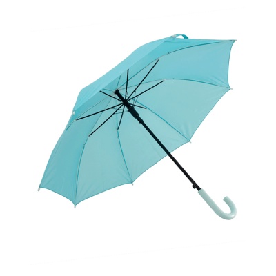 Guarda-chuva azul claro com cabo curvo branco