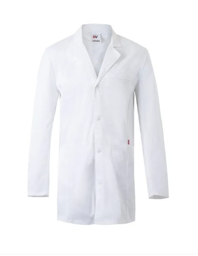 Casaco branco de laboratório com botões e bolsos