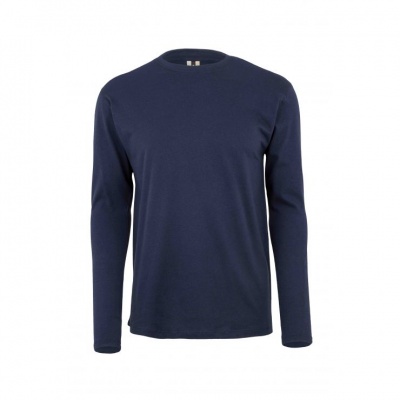 Camisola azul escuro de manga comprida com gola redonda