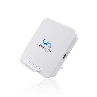 Carregador de parede branco PowerSource com suporte e botão lateral