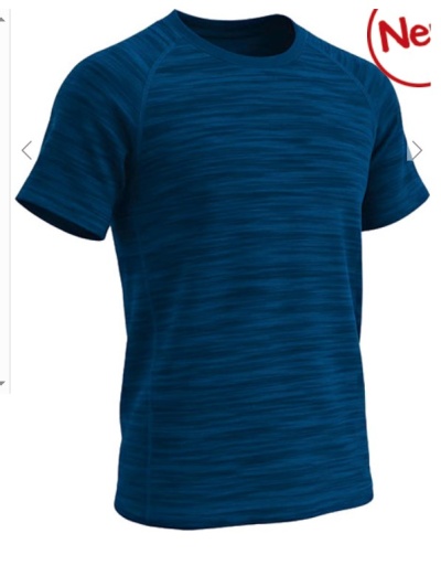 T-shirt desportiva azul escuro com padrão riscas horizontais
