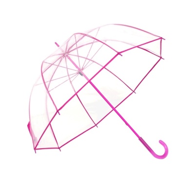 Guarda-chuva transparente com armação rosa