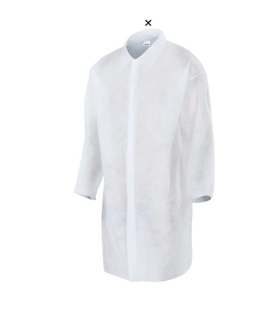 Casaco comprido branco com mangas longas e gola arredondada suspenso
