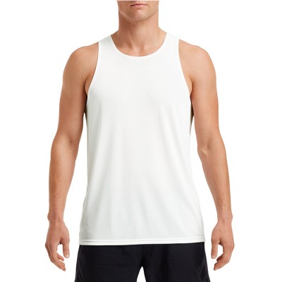 Camiseta regata branca sem mangas em homem
