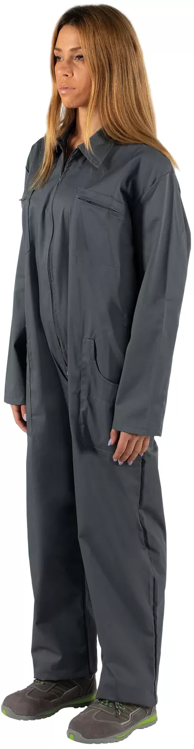 Macacão de trabalho cinzento escuro com fecho e bolsos