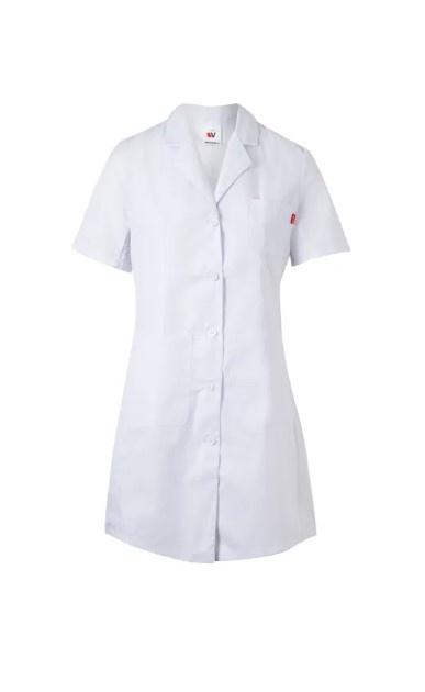 Vestido branco de trabalho com botões e bolsos