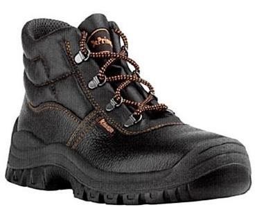 Bota de trabalho preta com atacadores castanhos e sola antiderrapante