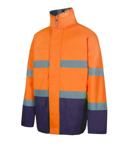 Casaco de alta visibilidade laranja com faixas refletoras