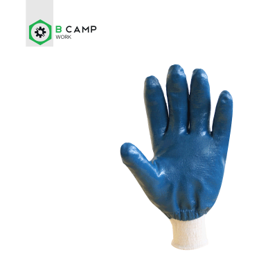 Luva de trabalho azul com punho branco e logótipo B CAMP WORK