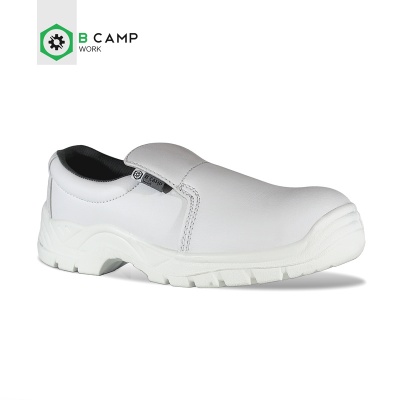 Sapatilha de trabalho branca com sola antiderrapante e interior preto