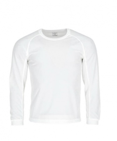 T-shirt branca de manga comprida com gola redonda