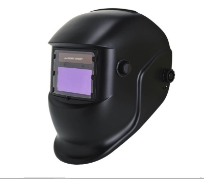 Máscara de soldadura preta com viseira de vidro escurecido