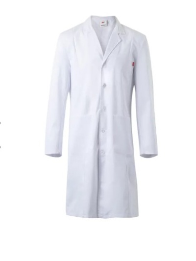 Bata branca de laboratório com botões e bolsos
