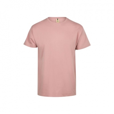 T-shirt rosa de algodão com gola redonda
