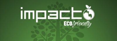 Logótipo 'impacto ECO friendly' com desenho de árvore verde.
