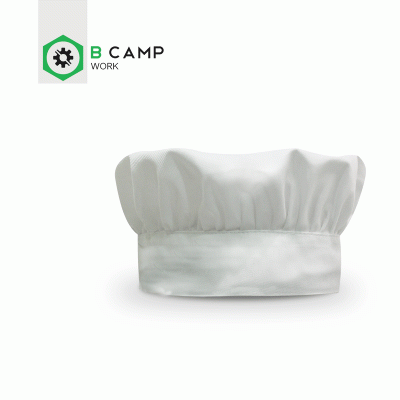 Chapéu de chef branco em tecido com design franzido