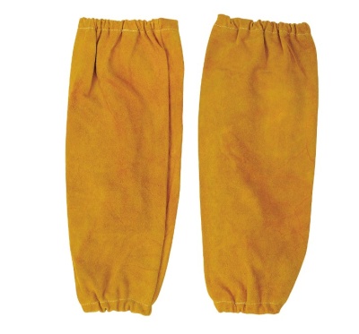 par de mangas protetoras amarelas em tecido aveludado com elásticos