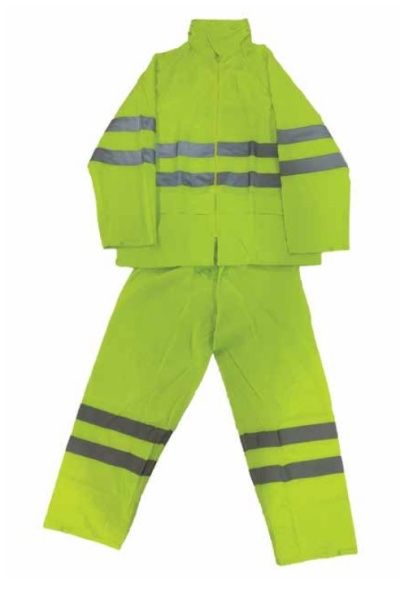 Conjunto roupa alta visibilidade amarelo com faixas refletoras cinzentas