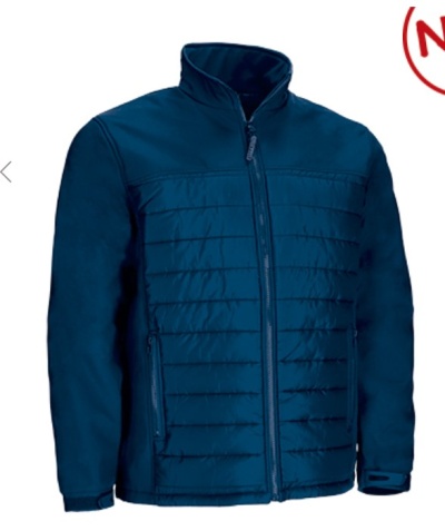 Casaco azul escuro acolchoado com fecho e bolsos