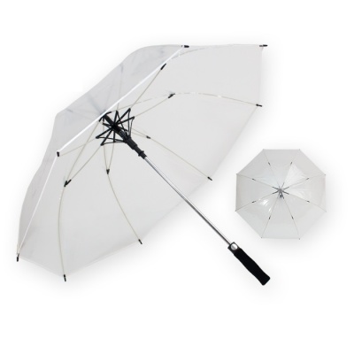 Guarda-chuva branco aberto e fechado sobre fundo branco