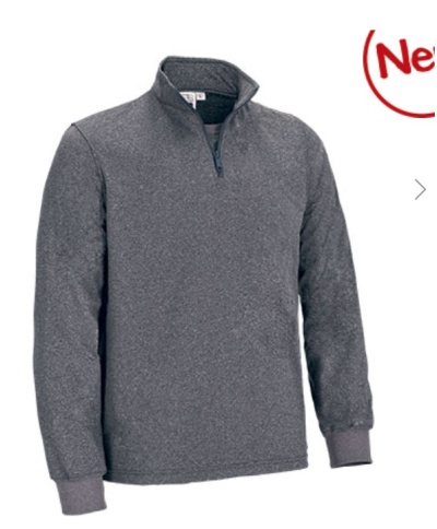 Sweatshirt cinzenta com fecho no colarinho e punhos elásticos