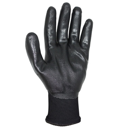 Luva de trabalho preta com superfície texturada e punho elástico