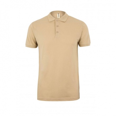 Polo bege de manga curta com três botões