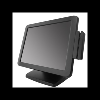 Monitor quadrado preto com ecrã LCD e suporte integrado