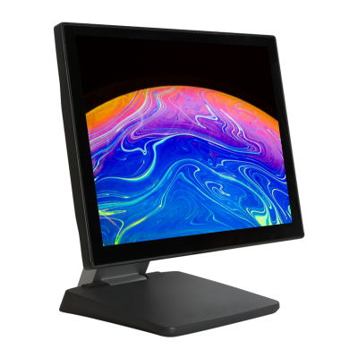 Monitor quadrado preto com padrão colorido no ecrã