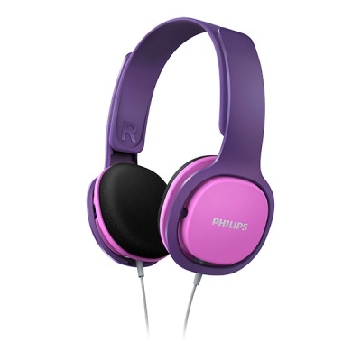 Auscultadores PHILIPS lilás e rosa com almofadas pretas