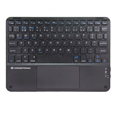 Teclado compacto preto com touchpad integrado e marca CONCEPTRONIC