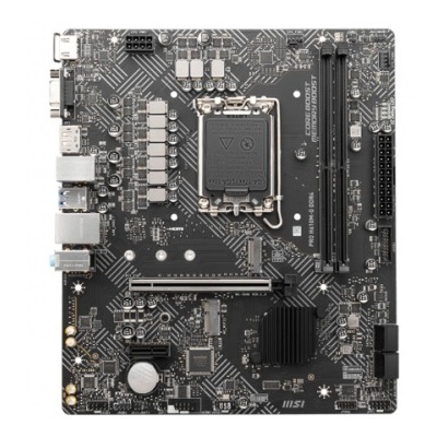 Placa mãe para computador MSI preta com circuitos e conectores