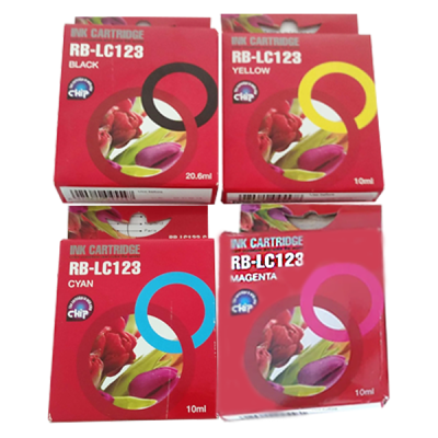 Caixas de tinteiros RB-LC123 em quatro cores com imagens de flores