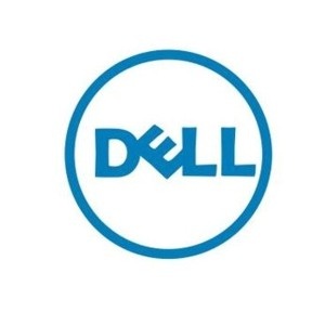 Logotipo azul da Dell com texto e círculo