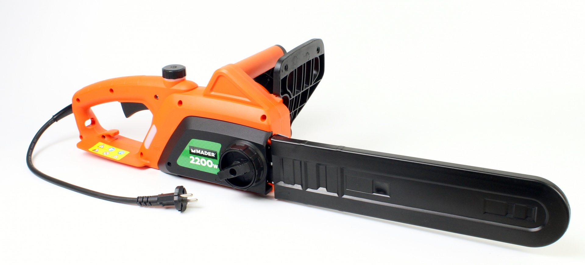 Eletrosserra, 2200W, 400mm Moto-serra elétrica laranja com barra preta e etiqueta WASABI 2200W