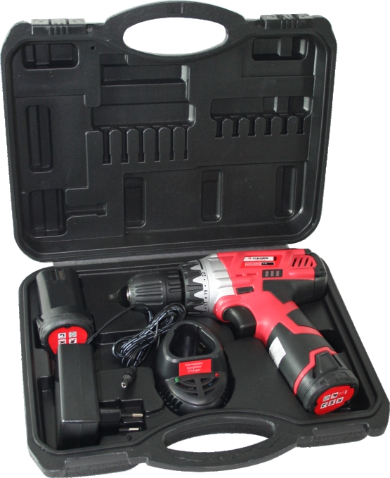 Berbequim Sem Fios, 10.8V, 10mm, 1.3Ah Conjunto de furadeira sem fios com carregador e bateria num estojo preto