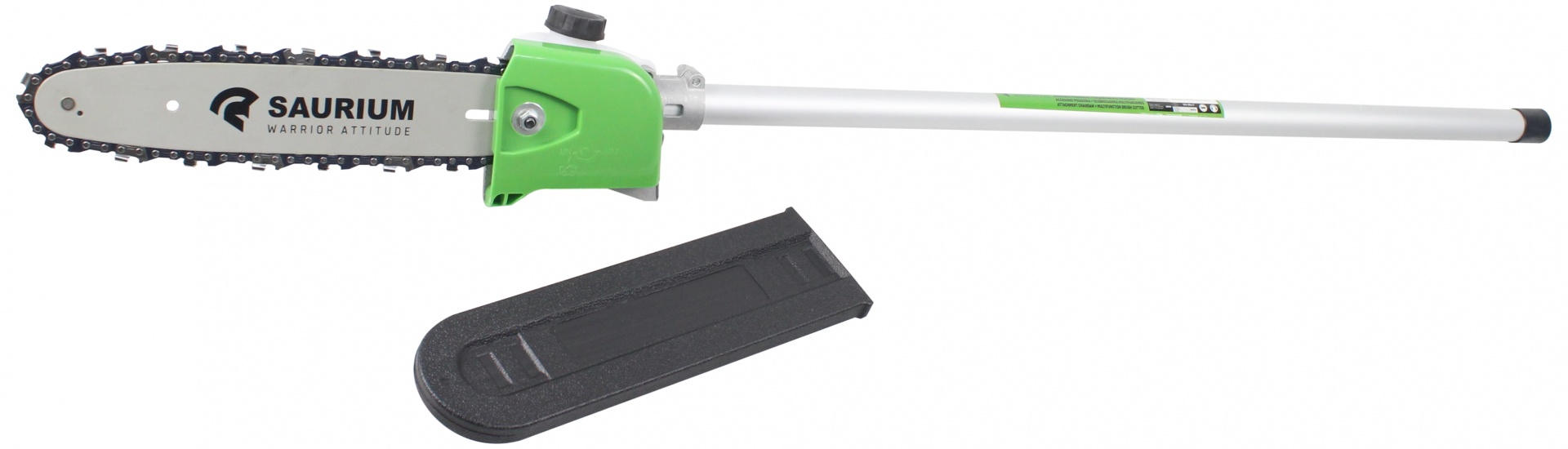 Roçadora Multifunções, com Acessórios, 3 em 1 Espalgador telescópico com serra de corrente e proteção preta