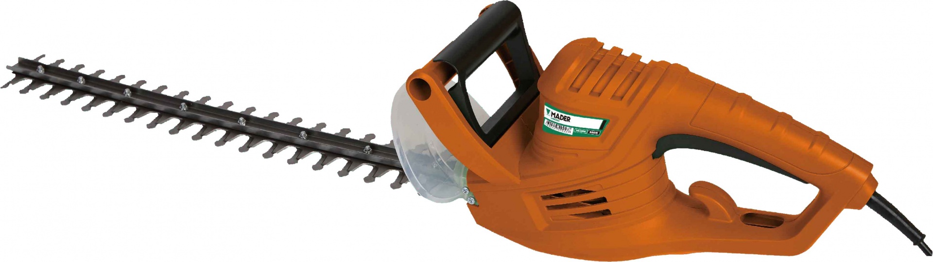 Corta-Sebes 600W, 550mm Tesoura elétrica para cortar sebes laranja com pega preta e lâmina metálica