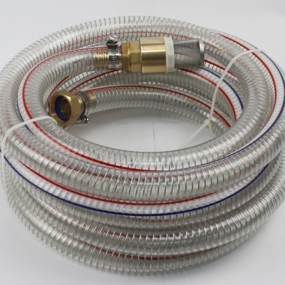 Manga flexível transparente com reforço e conexões metálicas