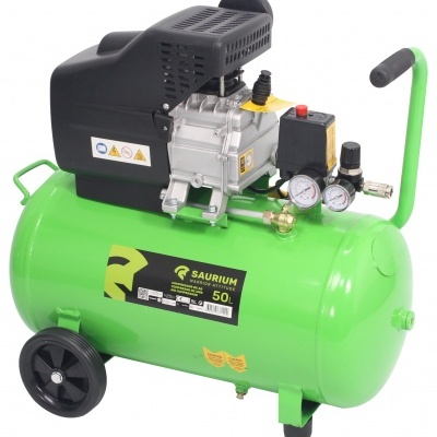 Compressor de ar verde Saurium 50L com motor metálico e manómetros