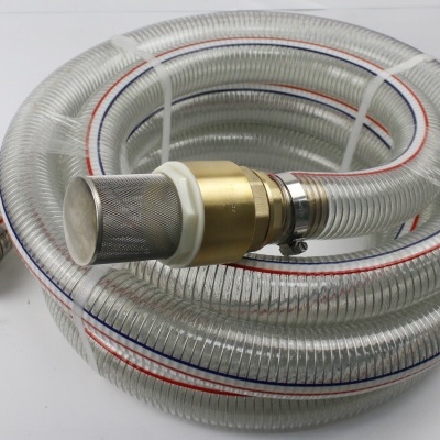 Mangueira reforçada transparente com adaptadores metálicos e filtro