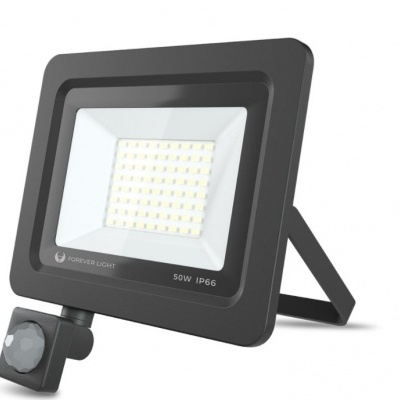 Refletor LED preto FOREVER LIGHT 50W IP66 com sensor de movimento