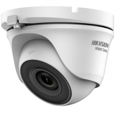 Câmara de vigilância Hikvision HiWatch Series branca com lente preta em formato domo