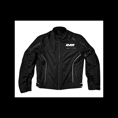 Casaco preto com logo IMS em branco no peito