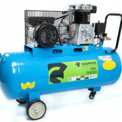Compressor de ar azul com motor e alça preta