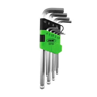 Conjunto de chaves hexagonais com suporte verde e preto