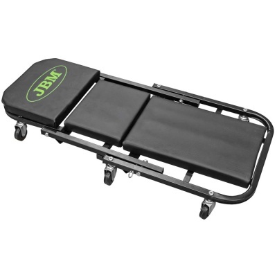 Cama portátil para mecânico JBM com assento preto e rodas