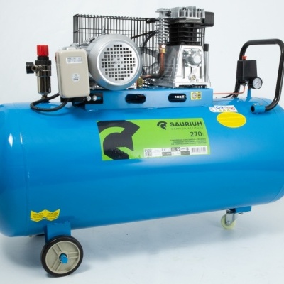 Compressor de ar azul SAURIUM 270 litros com motor elétrico e rodas
