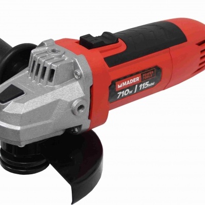 Esmerilhadora angular vermelha e preta com disco de corte e alça lateral preta